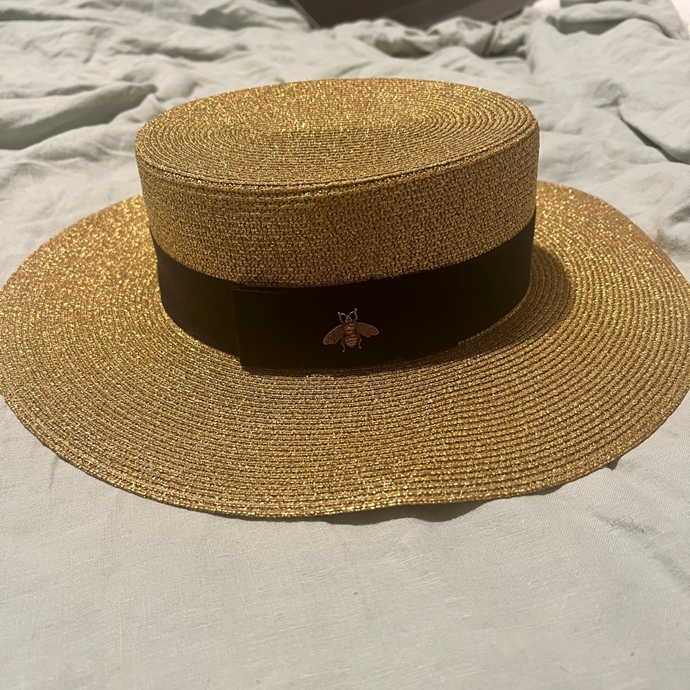Gucci gold straw hat